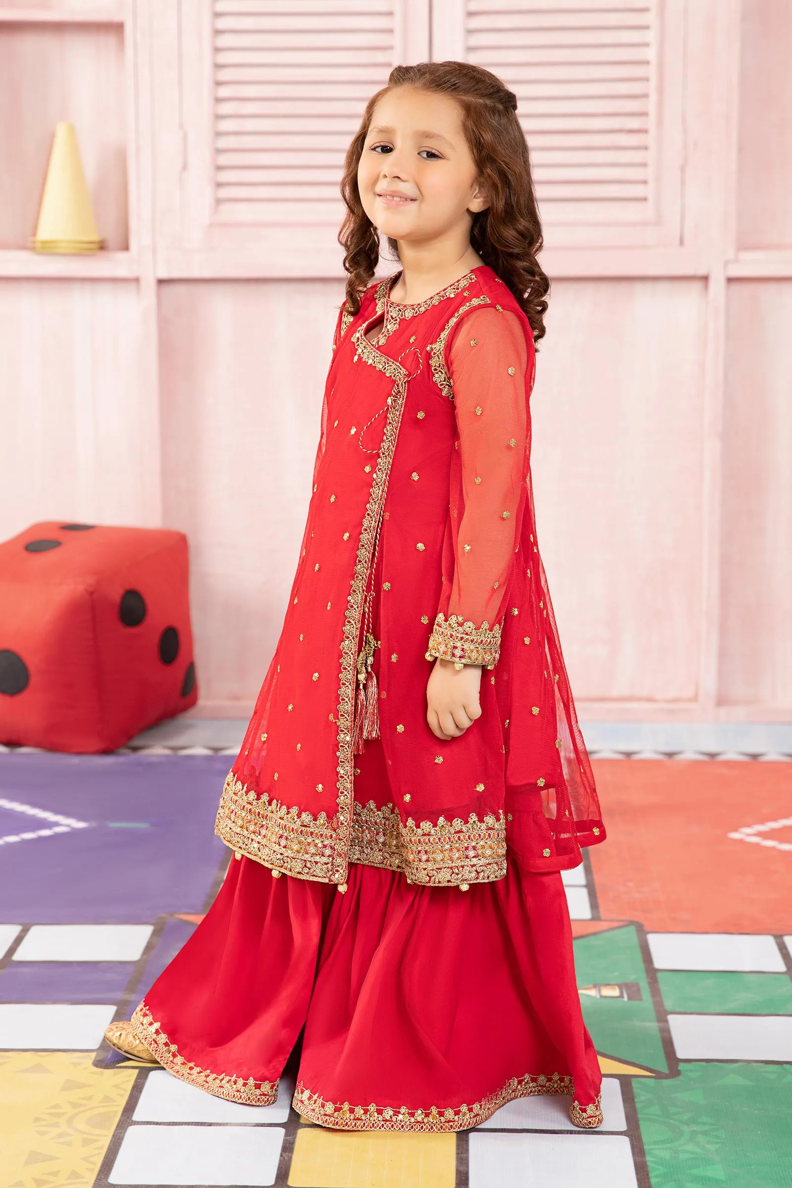 3 Piece Embroidered Net Suit | MKS-PF24-08