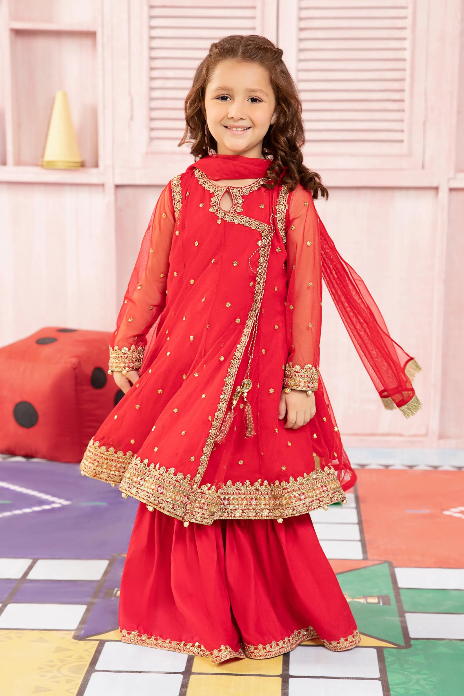 3 Piece Embroidered Net Suit | MKS-PF24-08