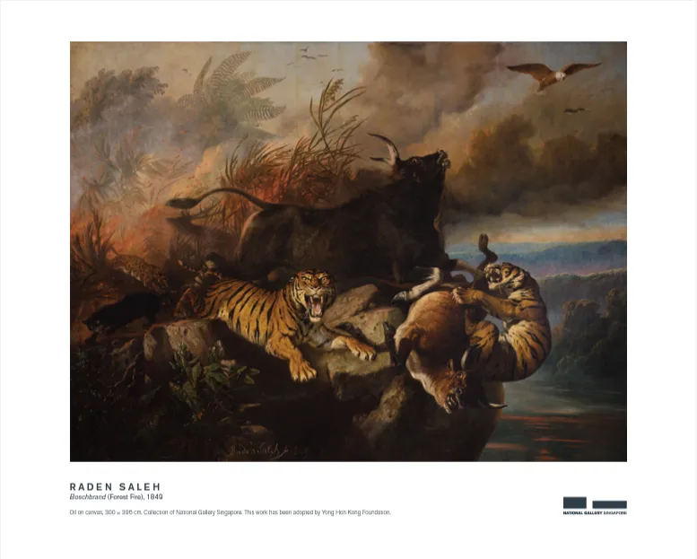 40X50CM BOSCHBRAND (FOREST FIRE) POSTER RADEN SALEH WITH PROTECTIVE POSTER TUBE