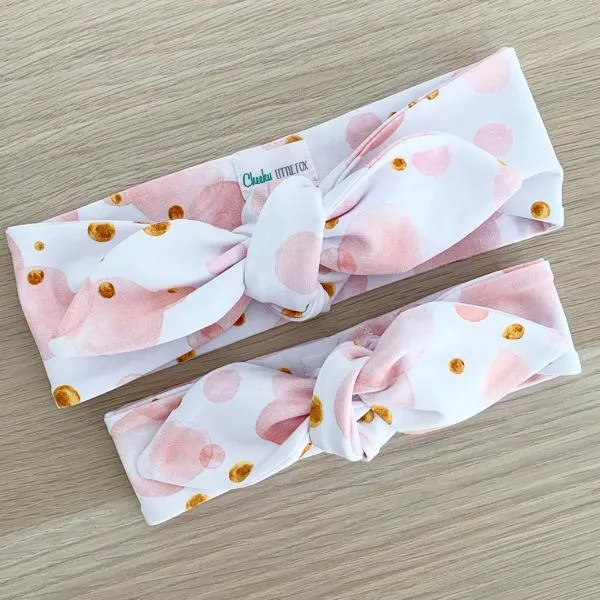 Blush Bubbles Print Top Knot Headband