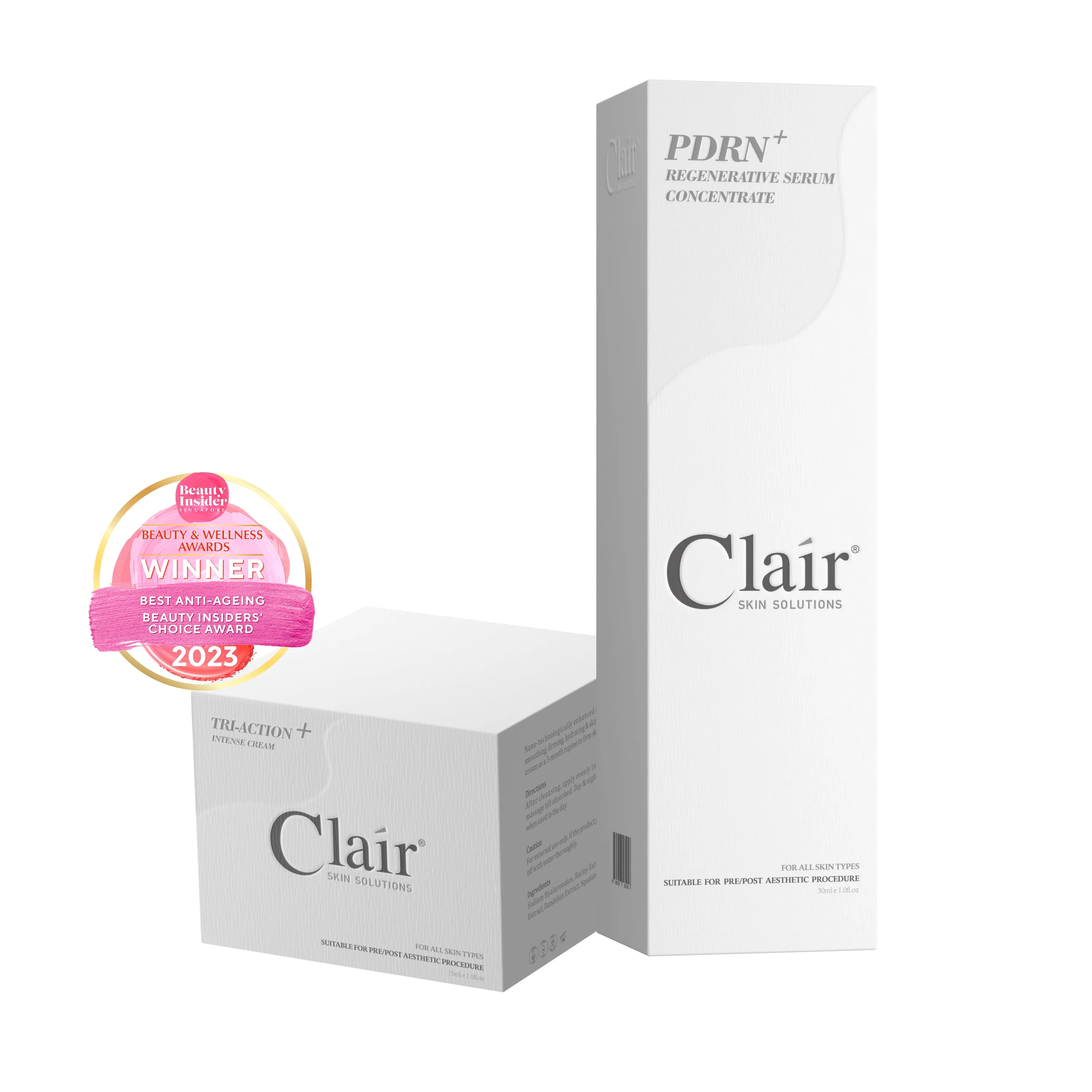 Clair® Skin Solutions PDRN  Regenerative Serum Concentrate 30ml & Tri-Action  Intense Cream 15ml