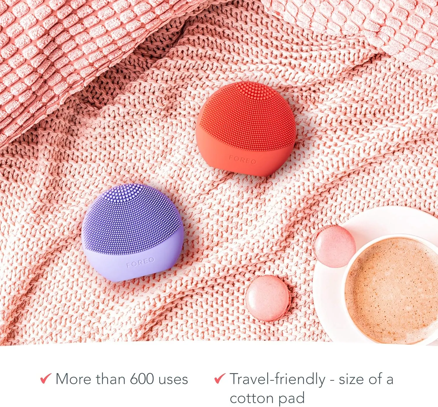 FOREO LUNA play plus 2 - Facial Cleansing Brush - 1-min Deep Facial Cleanser - Travel Accessories - Silicone Face Massager - Holiday Essentials - Ultra-hygienic - All Skin Types - Peach Of Cake!