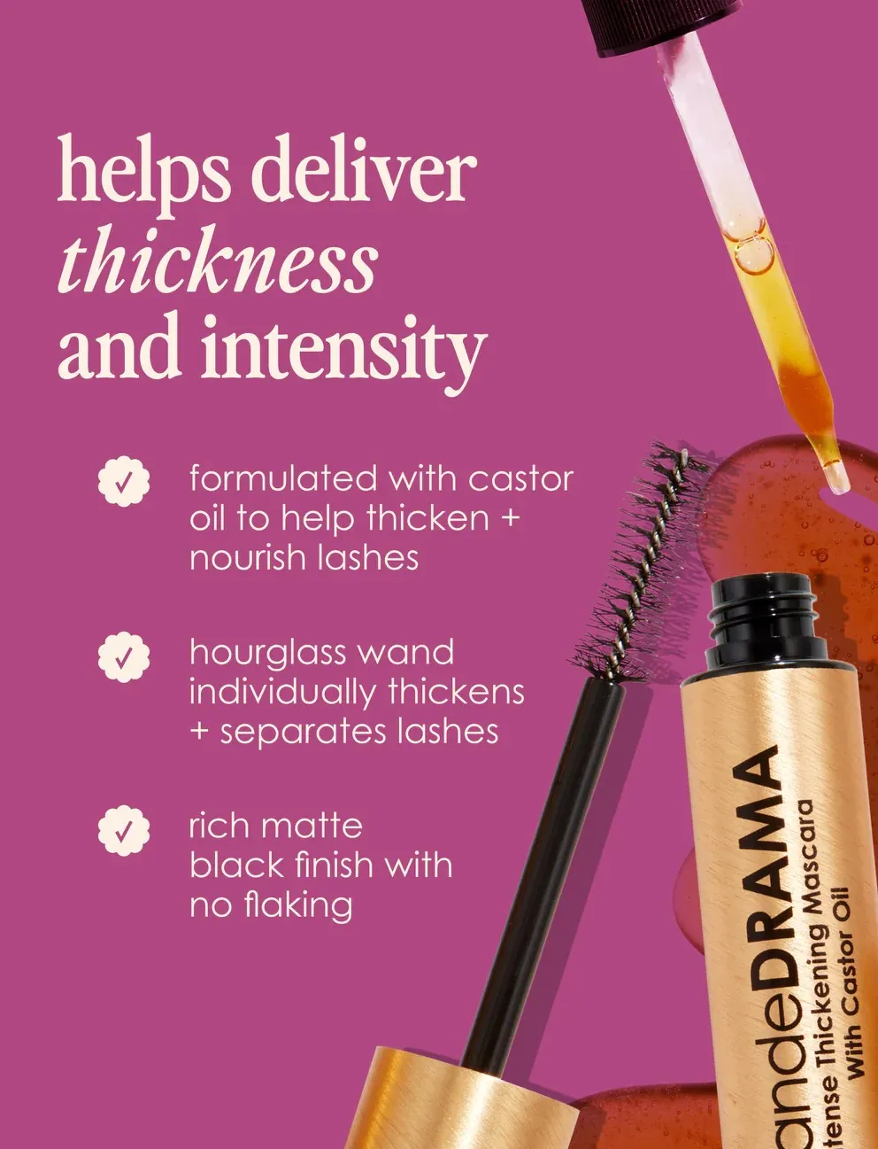 Grande Cosmetics GrandeDRAMA Intense Thickening Mascara with Castor Oil