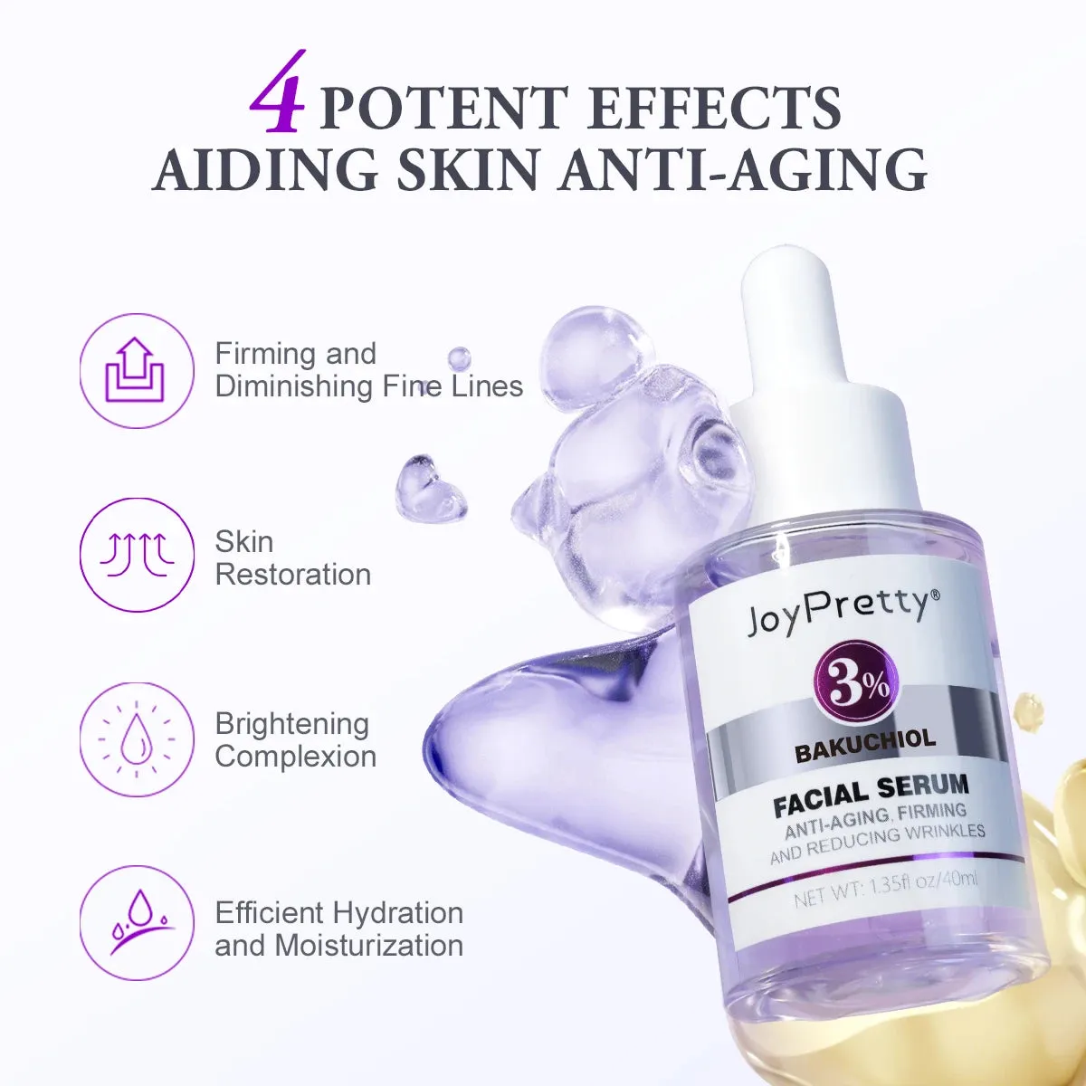 Pure Retinol Face Serum Collagen Pore Shrink Tightening Hyaluronic Acid Moisturizing Facial Serum Korean Skin Care Products 40Ml