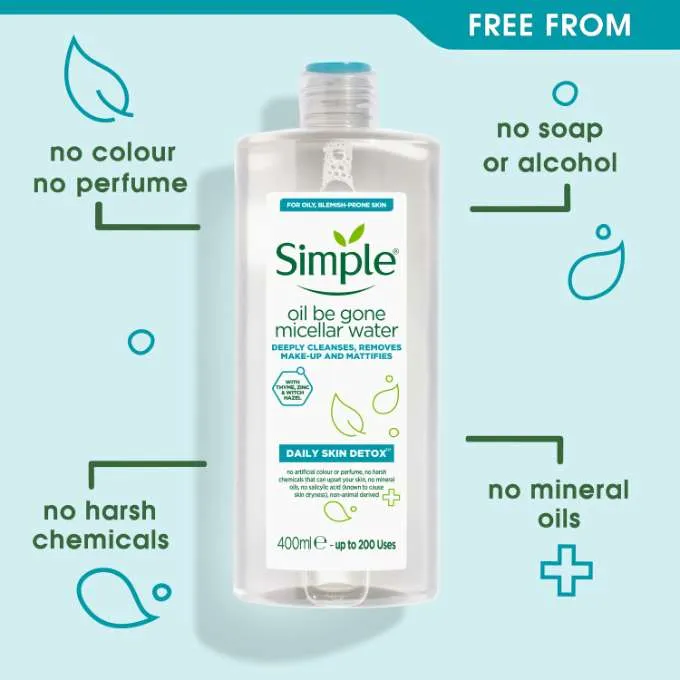 SIMPLE DAILY SKIN DETOX OIL BE GONE MICELLAR WATER