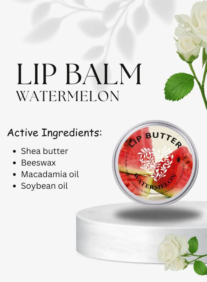 Soap&Friends Watermelon Lip Balm, 15ml | Shea Butter Natural Lip Balm for Soft and Smoother Lips